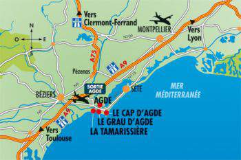 Plan de situation du Cap d'Agde